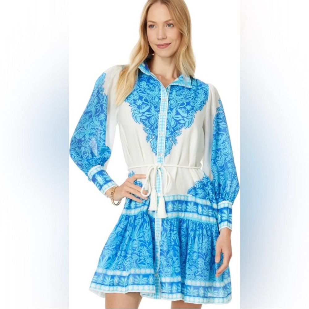 Lily Pulitzer Drena dress “Breezy Aqua Jungle Escape” sz 14 - worn just once!!!